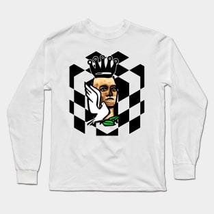 Cubed skull with crown and dove of peace Long Sleeve T-Shirt